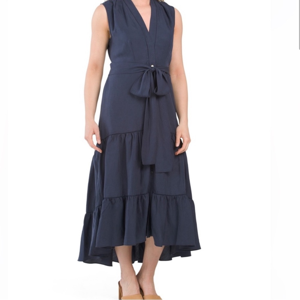 KOBI HALPERIN Linen Blend Anne Sleeveless Dress size L‎ NWT